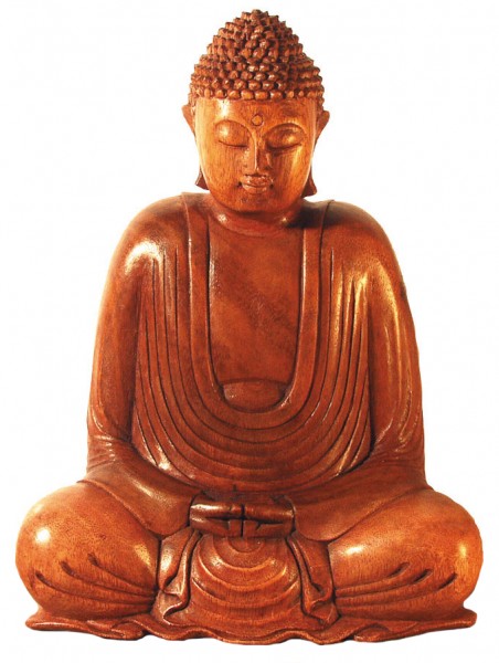 Gautama Buddha im Lotossitz Holz braun 25cm