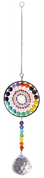 Suncatcher "Mandala"regenbogen mit Glasperlen und 30mm Kristallkugel, 5x36cm