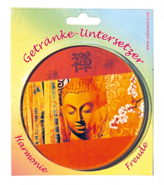 Untersetzer Buddha Glas orange 10cm