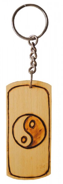 Schlüsselanhänger OM Bambus/Metall 8cm