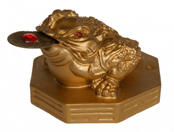 Geldfrosch Kunststein goldfarben 5x7cm