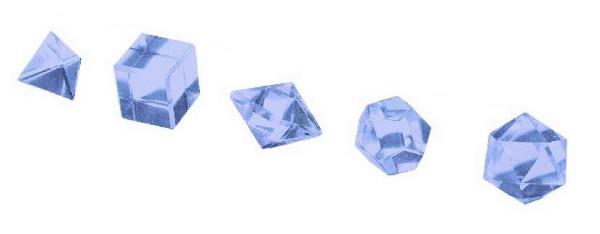Platonische Körper 5er Set Amethyst (in Kunststoffbox)