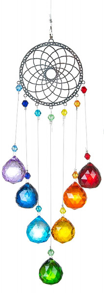 Suncatcher "Kosmos" Metall mit Glasperlen und 7x20mm Kristallkugel, 8x45cm
