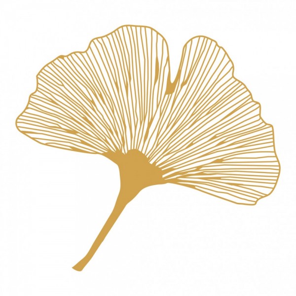 Aufkleber Set 4x3cm/1x7,5cm gold-transparent Ginkgo