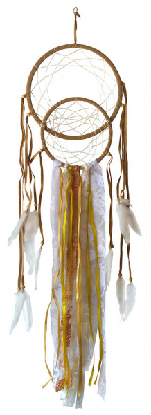 Traumfänger "Vesica" Leder 22cm mit Synthetic- und Brokatfäden, 22x85cm