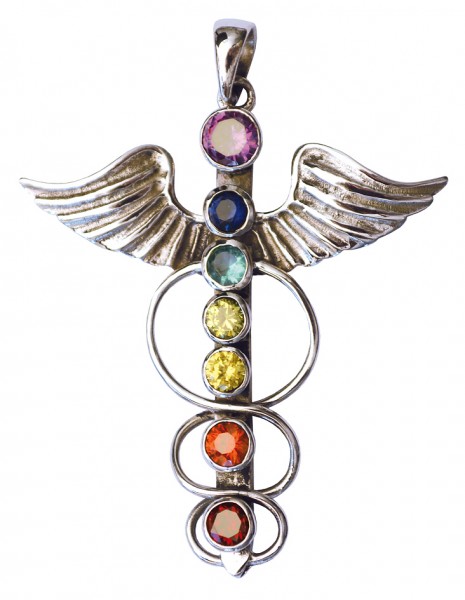 Anhänger Angel-Kundalini mit Chakrasteinen, Silber 925