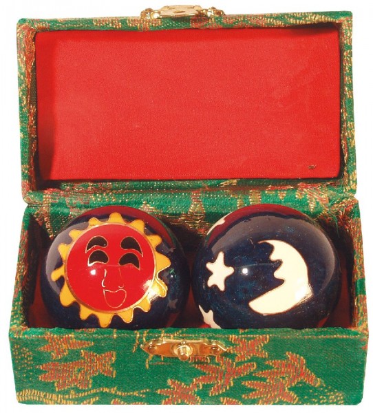 Qi Gong Kugel emailliert Sonne/Mond blau 45mm