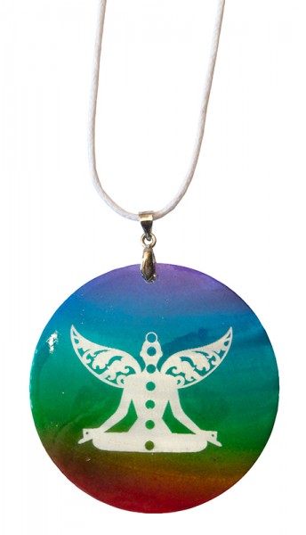 Halskette Chakra Buddha Muschel Airbrush rainbow 5cm