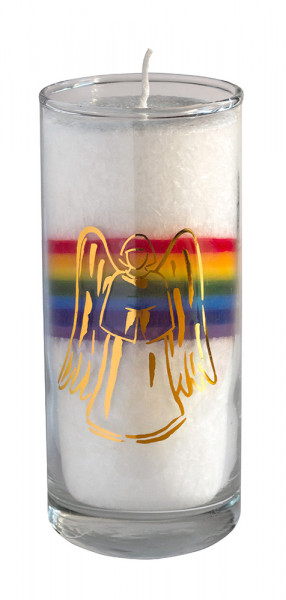 Kerze "Crystal Rainbow Engel" im Glas Stearin 14cm