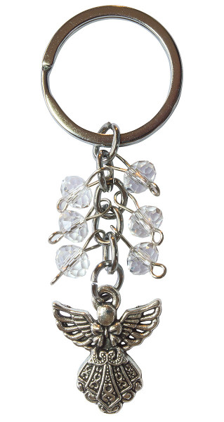 Schlüsselanhänger "Schutzengel" Glaskristalle mit Metall Anhänger, 9cm