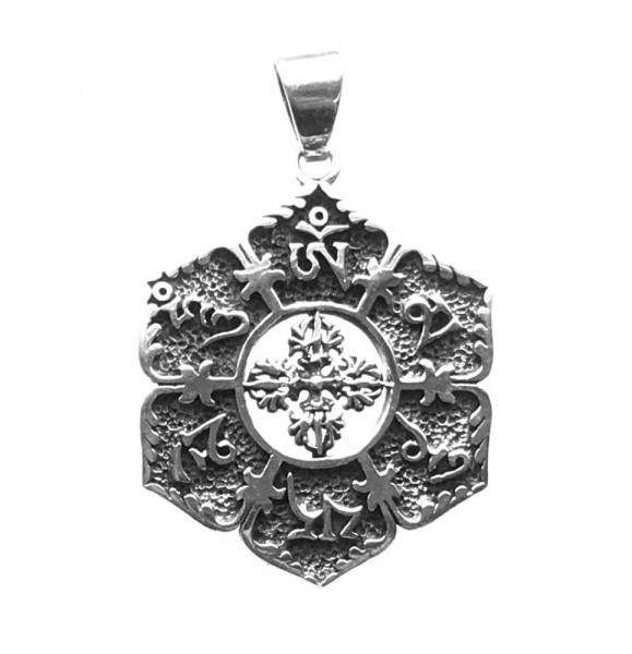 Anhänger "Om Mani Padme Hum Doppel-Dorje" Silber 925 3cm, 6,9g.