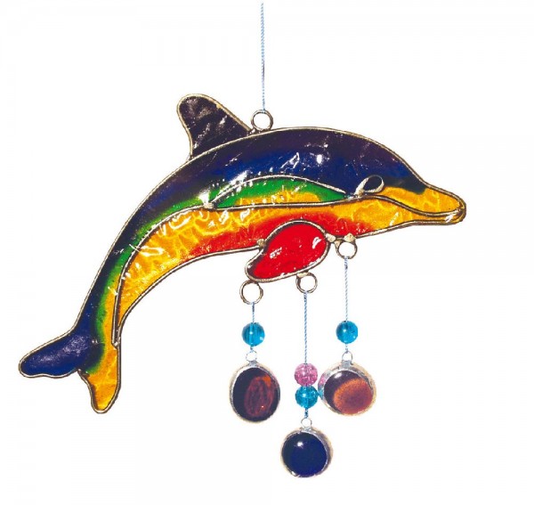 Suncatcher Delphin Fiberglas bunt 15cm