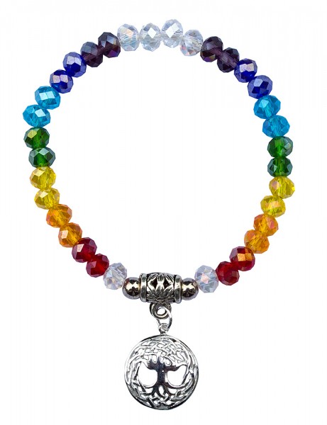 Tikra Baum des Lebens Rainbow Kristallglasperlen/Messing versilbert 6cm