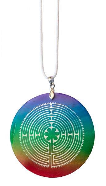 Halskette Labyrinth Chartres Muschel Airbrush rainbow 5cm