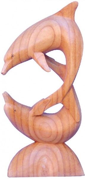 Partnerdelphine Holz natur 25cm - einen Kreis bildend