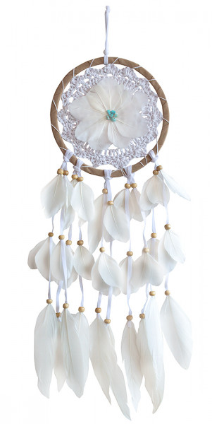 Traumfänger "Lotus Flower" Leder 16cm mit Halbedelsteinen, 16x50cm