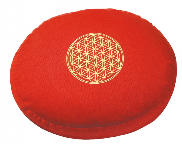 Meditationskissen BDL bordeaux oval 30x25cm mit Inlet 100% Baumwolle mit Dinkelspelzfüllung