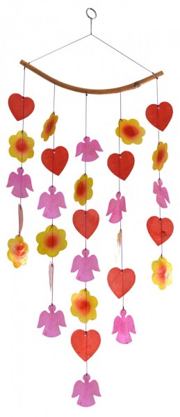 Muschelmobile Blume-Engel rot-orange 24x50cm