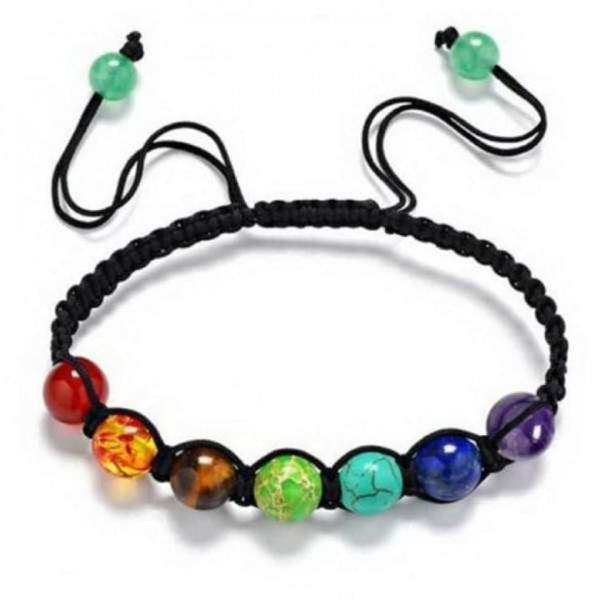 Armband Baumwolle, Chakra Edelsteine, verstellbar