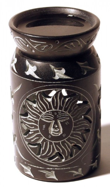 Aromalampe Zylinder mit Sonne Black Stone 6x10cm
