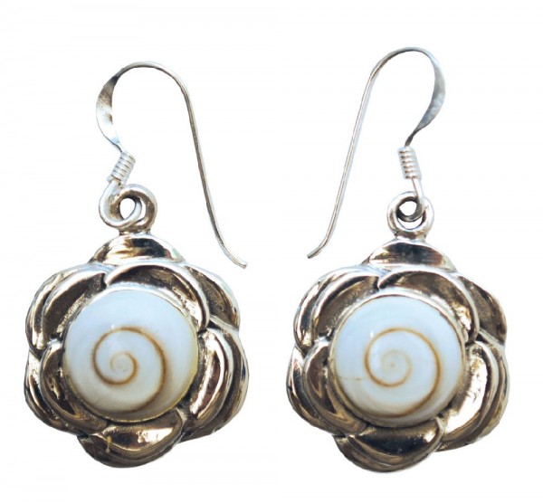 Ohrhänger Shiva Auge im Lotus je 2cm Silber 925 7,5g