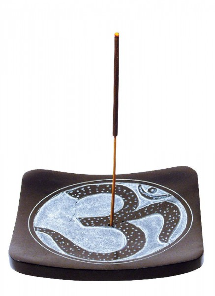Räucherstäbchenhalter OM Black Stone graviert 10x10cm
