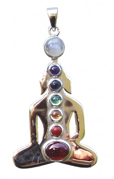 Anhänger Chakra-Buddha 7 Halbedelsteine Messing 8,0g