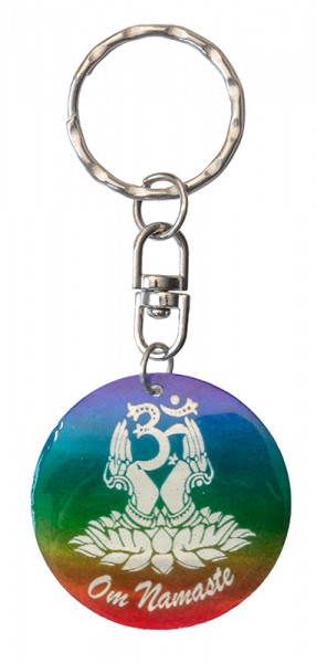 Schlüsselanhänger Om Namaste Muschel rainbow 3,5cm