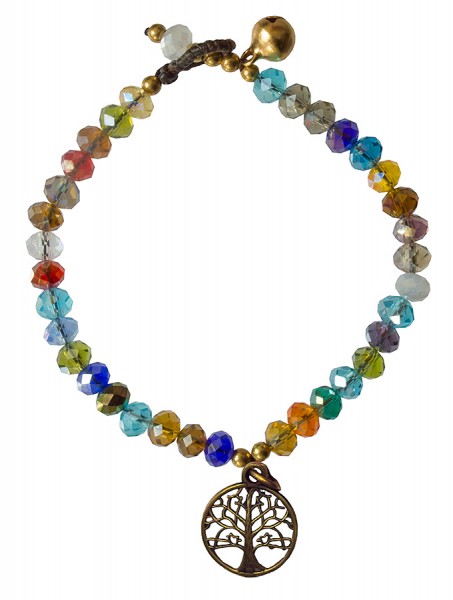 Armkettchen Baum des Lebens mit 33 Glasperlen, crystal bunt 18cm