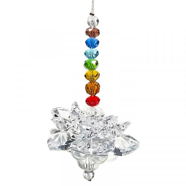 Feng Shui Kristalllotus mit Chakrakette -- 10 cm