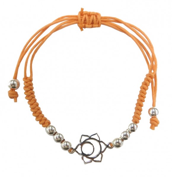 Armband Svadistanam Chakra 1,4cm Silber 925 mit verstellbarem Baumwollband