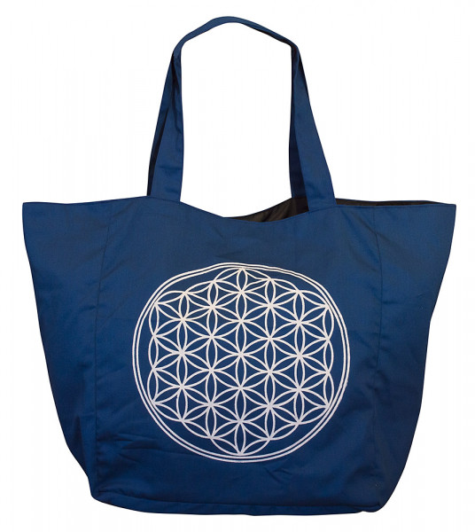 Umhängetasche "Blume des Lebens" Baumwolle/Polyester blau 48x33cm