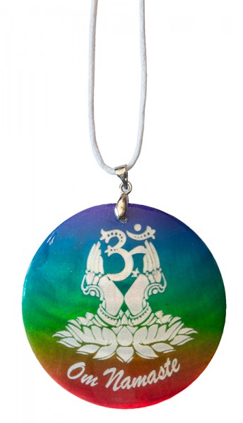 Halskette Om Namaste Muschel Airbrush rainbow 5cm