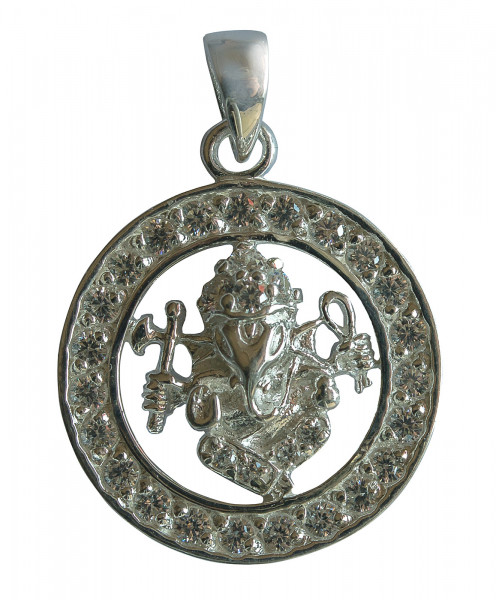 Anhänger "Ganesha im Kreis" 31 Zirkonia 2x2cm Silber 925 3,1g