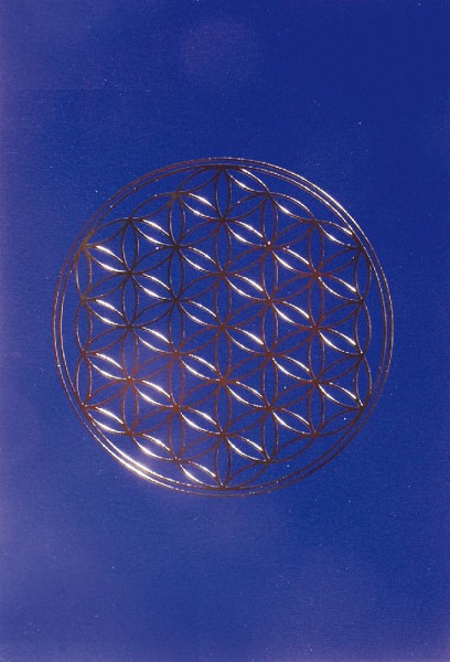 Klappkarte Blume des Lebens blau/gold 12x17cm