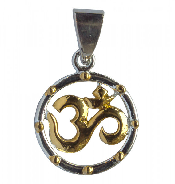 Anhänger "Om Circle" Silber 925 vergoldet 1,5cm, 1,5g.