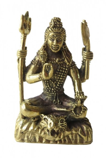 Shiva auf Tiger Messing 5cm