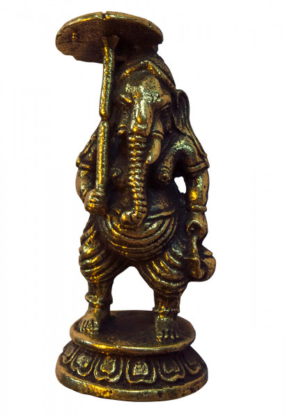 Ganesha stehend mit Sonnenschirm Messing 1,5x3,5cm
