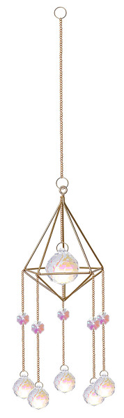 Suncatcher "Diamant" Messing mit 1x30mm und 5x20mm Kristallkugel, 8x40cm