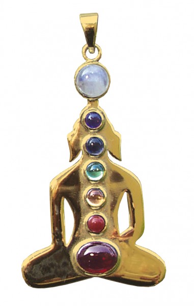 Anhänger Chakra-Buddha 7 Halbedelsteine Messing 8,0g
