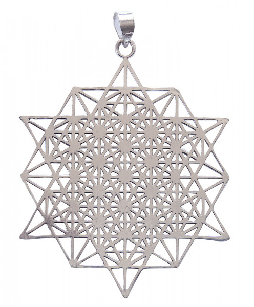 Anhänger "64-Stern-Tetraeder" Messing versilbert 6cm, 15,0g