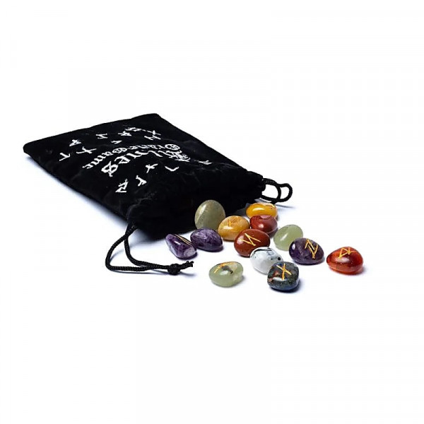 Runen Orakelset 7 Chakras in Samtbeutel -- 136g