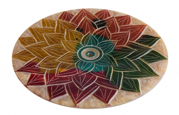 Räucherstäbchenhalter "Mandala" Speckstein graviert, bunt 8cm