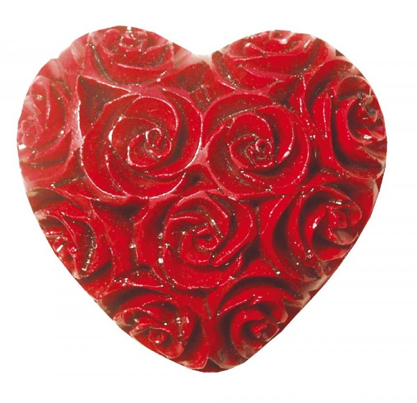 Herz Rose Speckstein rot 6x6cm