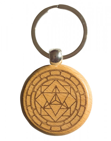 Schlüsselanhänger "Merkabah" Buchenholz/Edelstahl 4cm