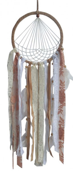 Traumfänger "Diamond" Leder 22cm mit Synthetic und Brokatfäden, 22x80cm