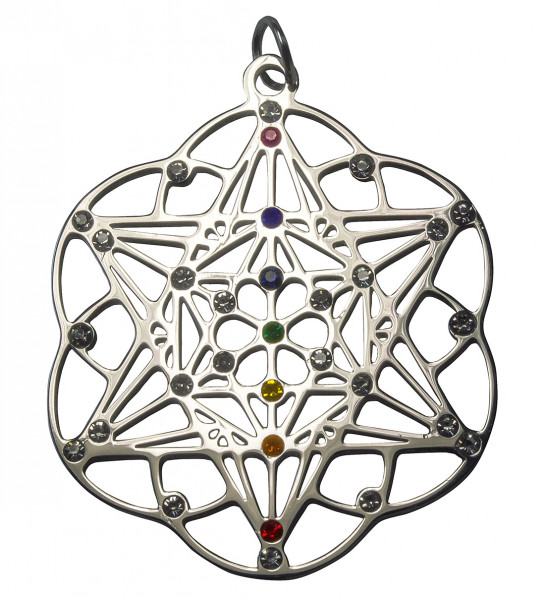 Anhänger "Tetrastern" mit 31 Zirkonia aus Edelstahl, 3cm