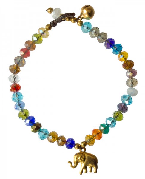 Armkettchen Elefant mit 33 Glasperlen, bunt 18cm