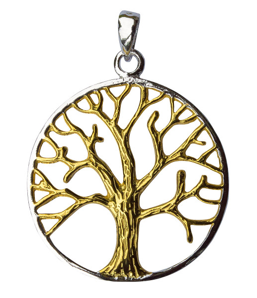 Anhänger "Baum des Lebens" Silber 925 teilvergoldet, 2,8cm, 2,4g.