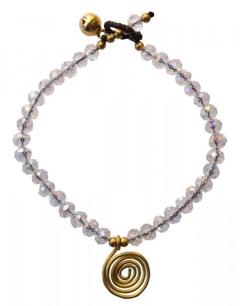 Armkettchen Spirale mit 33 Glasperlen, crystal 18cm